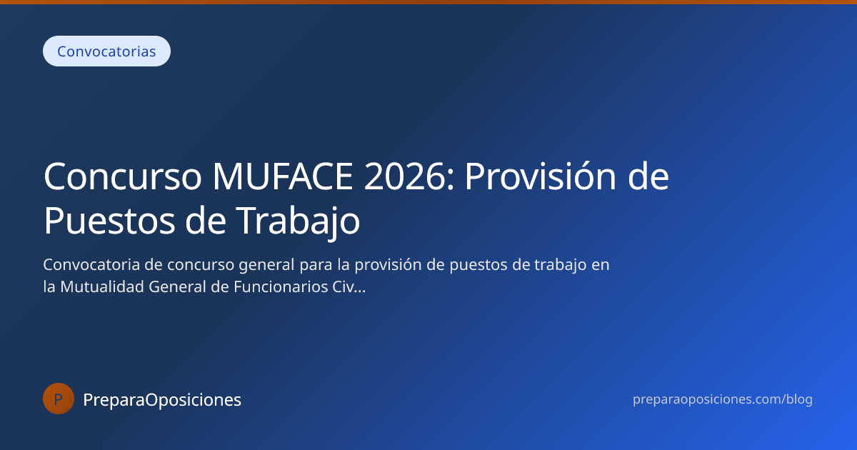 Concurso MUFACE 2026: Provisión de Puestos de Trabajo