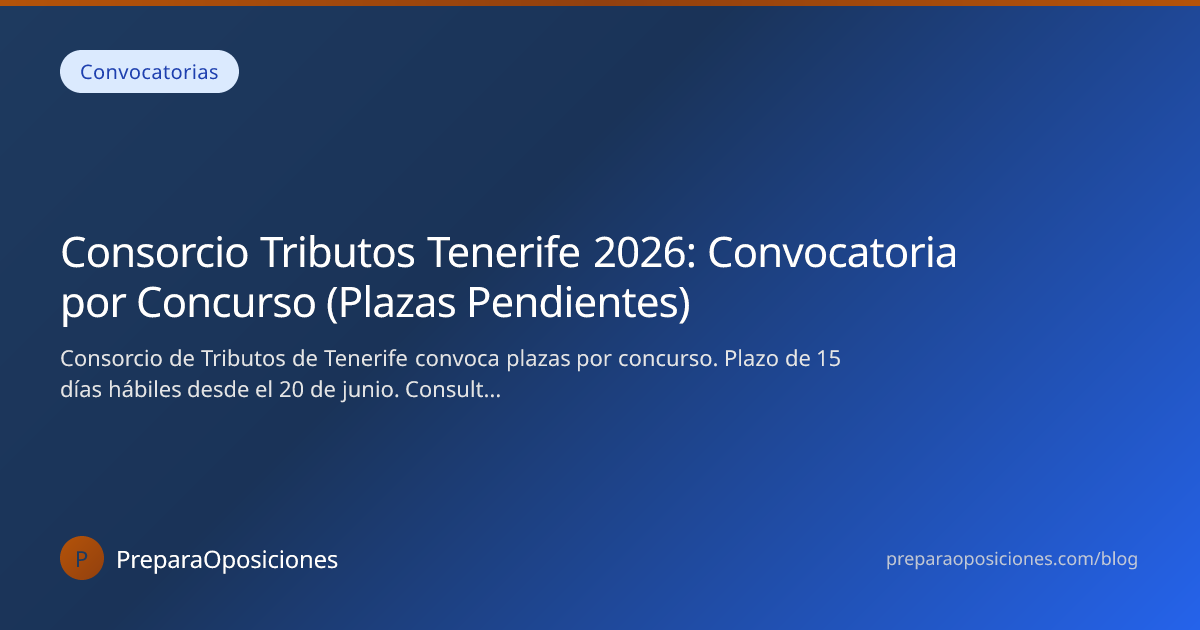 Consorcio Tributos Tenerife 2026: Convocatoria…