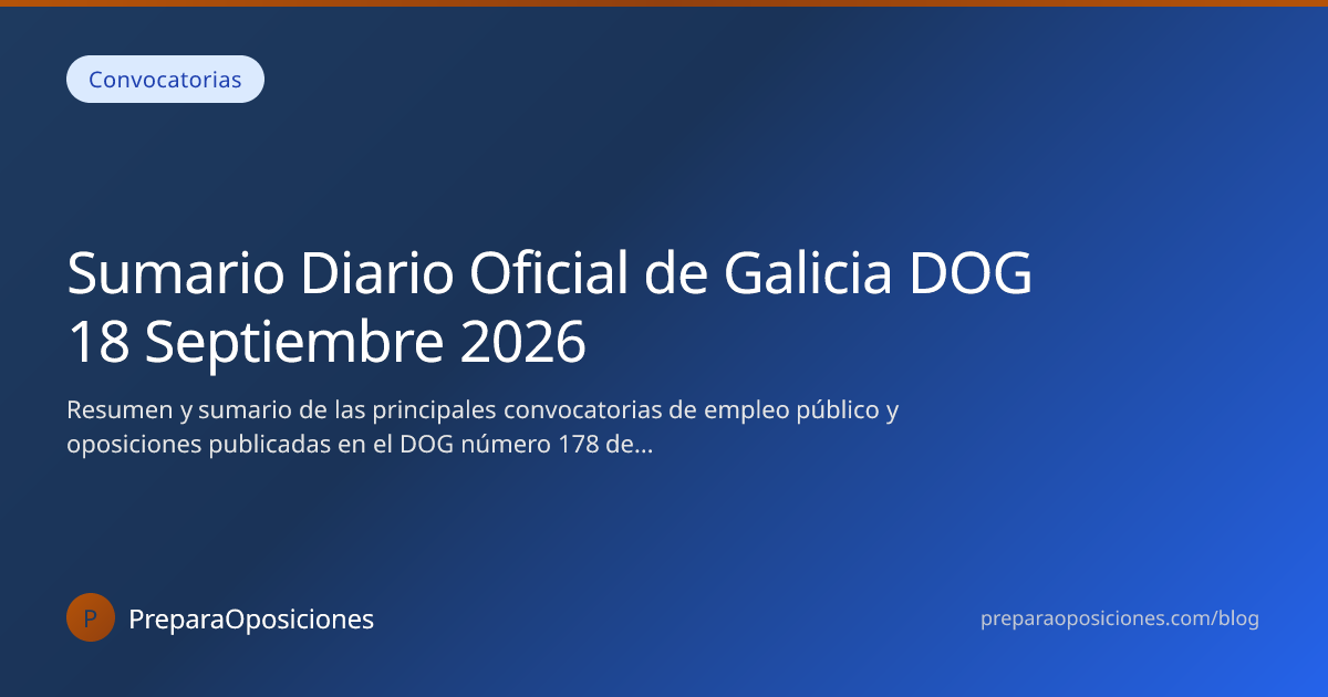 Sumario Diario Oficial de Galicia DOG 18 Septiembre 2026