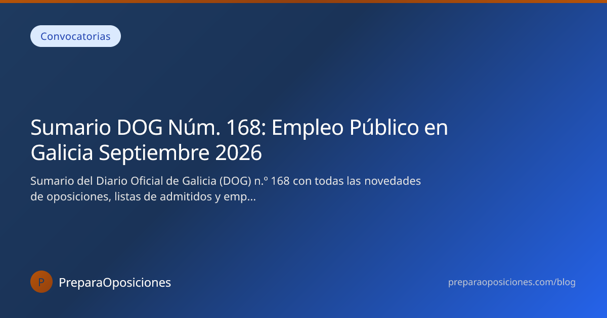 Sumario DOG Núm. 168: Empleo Público en Galicia… 2026