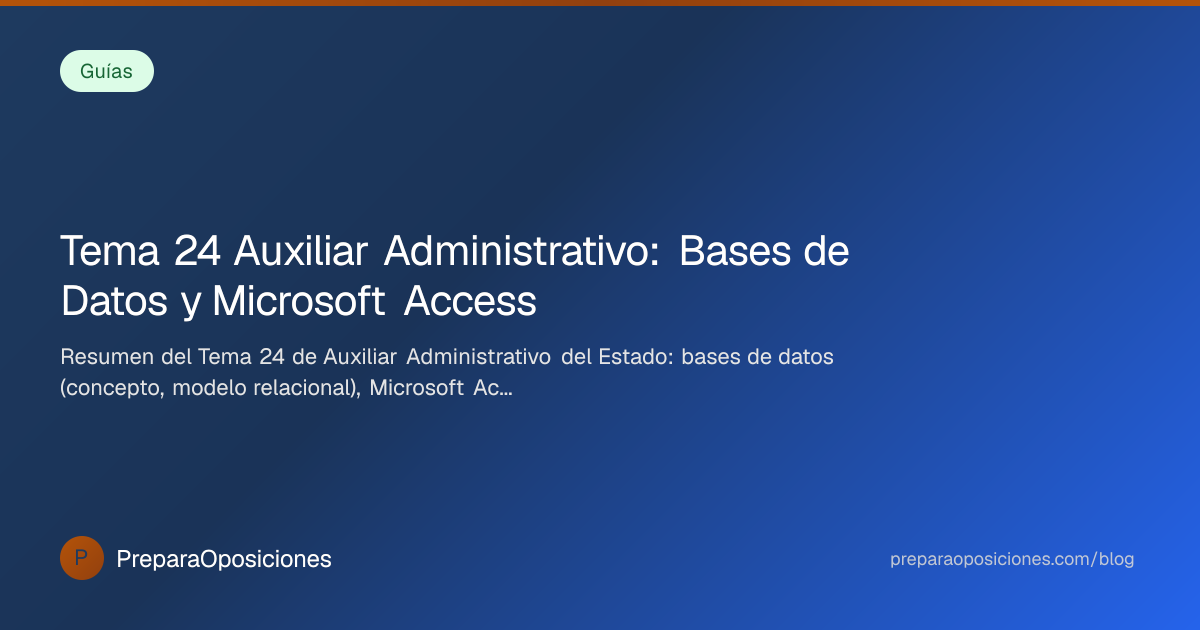 Tema 24 Auxiliar Administrativo: Bases de Datos… 2026 | PreparaOposiciones